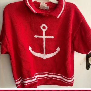 Red collared sweater